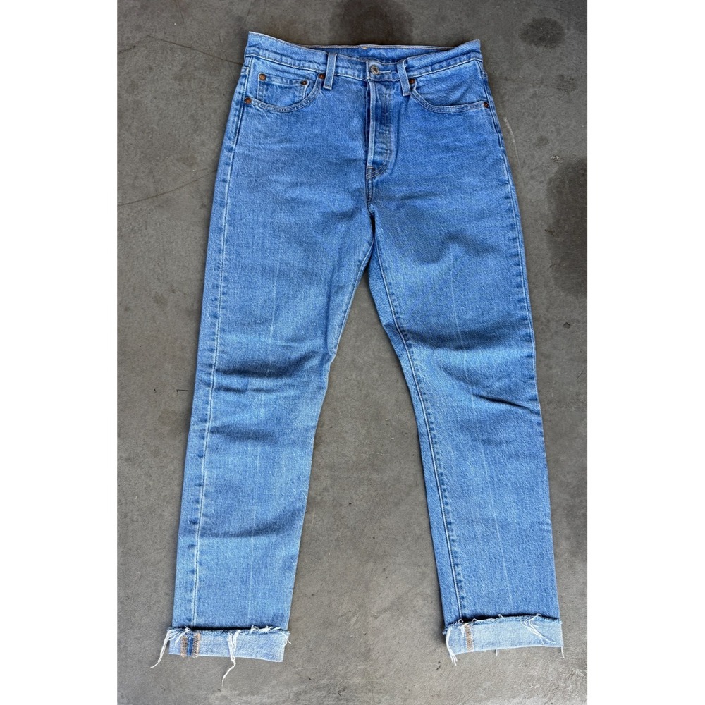 Womens‎ Sz 28x30 Levi's Premium 501 Short Jeans Denim Blue Cuffed